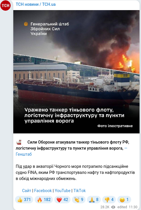 Скріншот Telegram-публікації