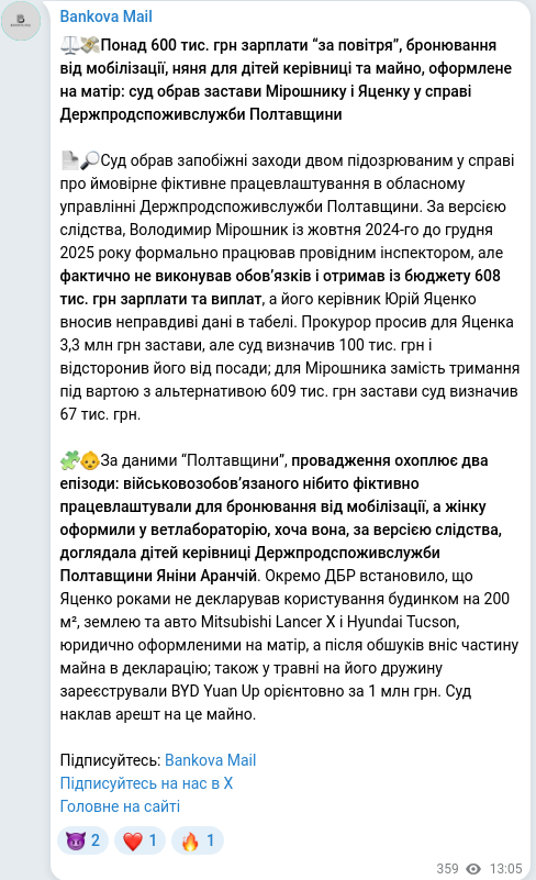 Telegram publication screenshot