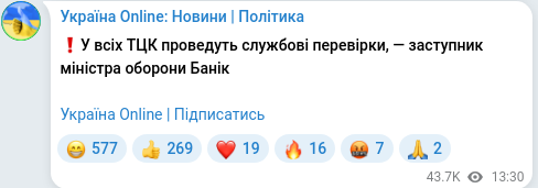 Telegram publication screenshot