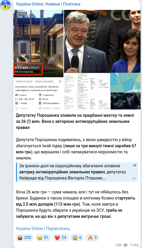 Telegram publication screenshot