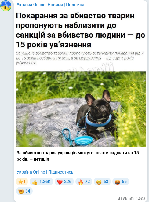 Telegram publication screenshot
