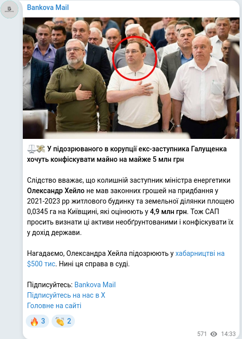 Telegram publication screenshot