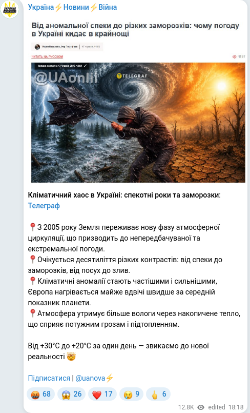 Скріншот Telegram-публікації