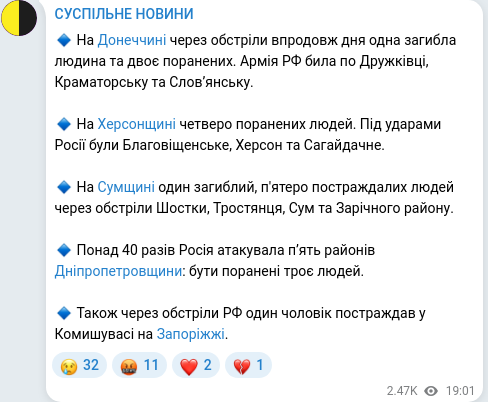 Telegram publication screenshot