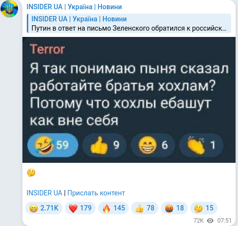 Telegram publication screenshot