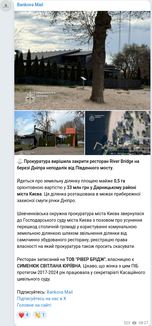 Telegram publication screenshot