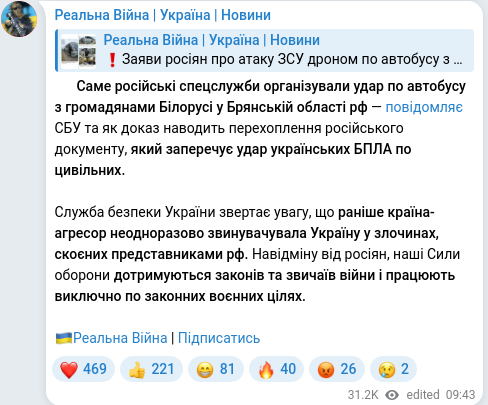 Telegram publication screenshot