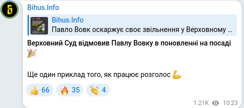 Telegram publication screenshot