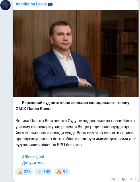 Telegram publication screenshot