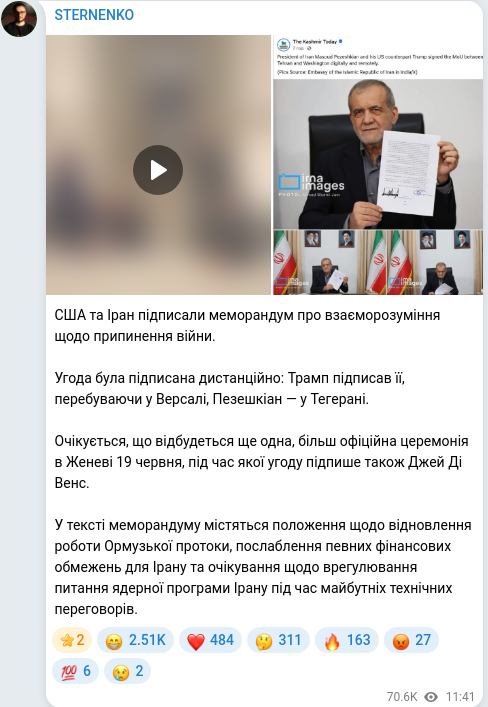 Telegram publication screenshot