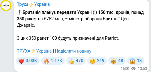 Telegram publication screenshot