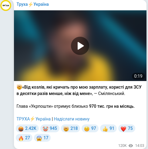 Telegram publication screenshot