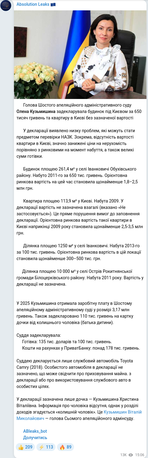 Telegram publication screenshot