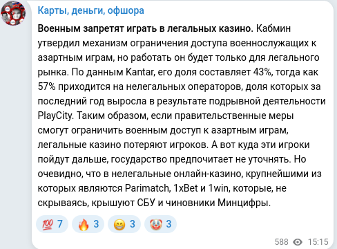 Telegram publication screenshot