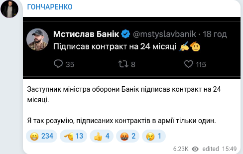 Telegram publication screenshot