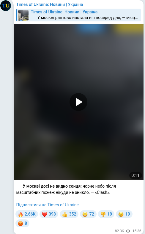 Telegram publication screenshot