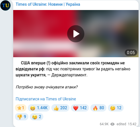 Telegram publication screenshot
