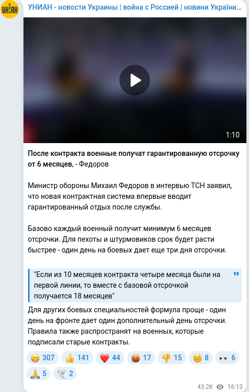 Telegram publication screenshot