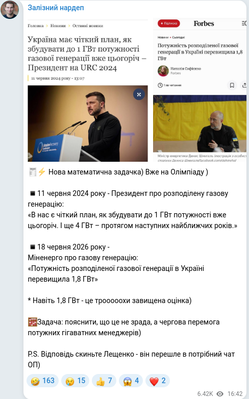 Telegram publication screenshot