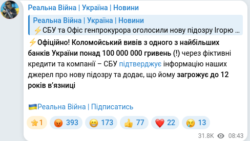 Telegram publication screenshot