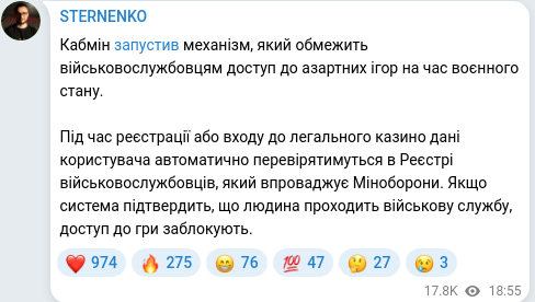 Скріншот Telegram-публікації
