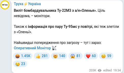 Скріншот Telegram-публікації