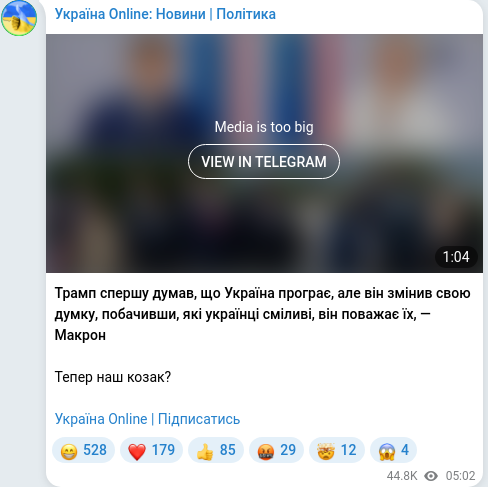 Telegram publication screenshot