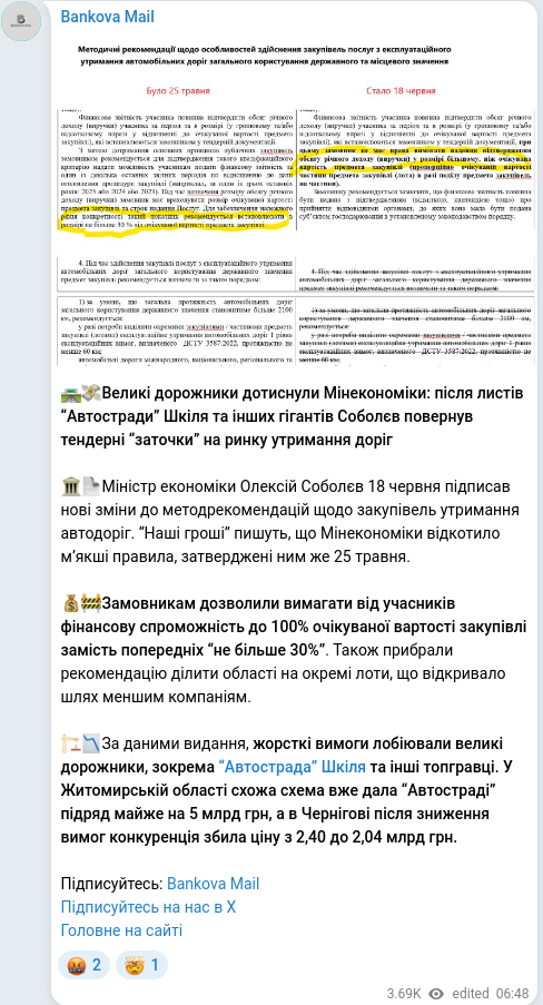 Telegram publication screenshot