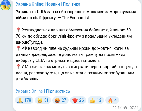 Telegram publication screenshot