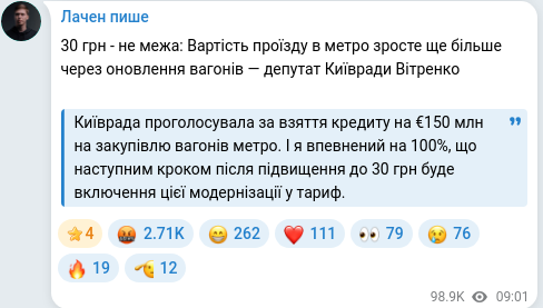 Telegram publication screenshot
