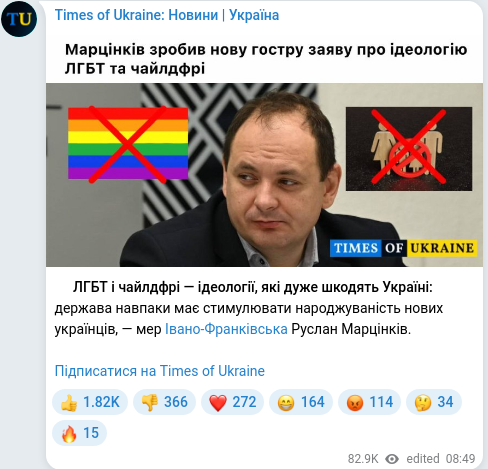 Telegram publication screenshot