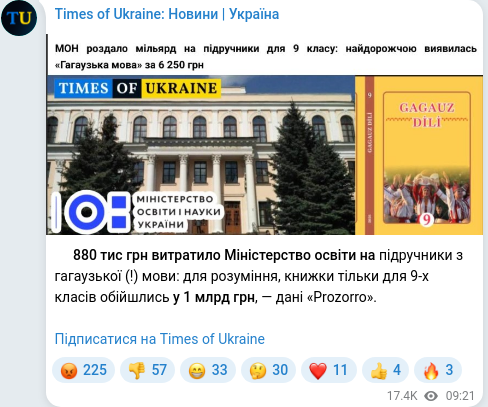 Telegram publication screenshot