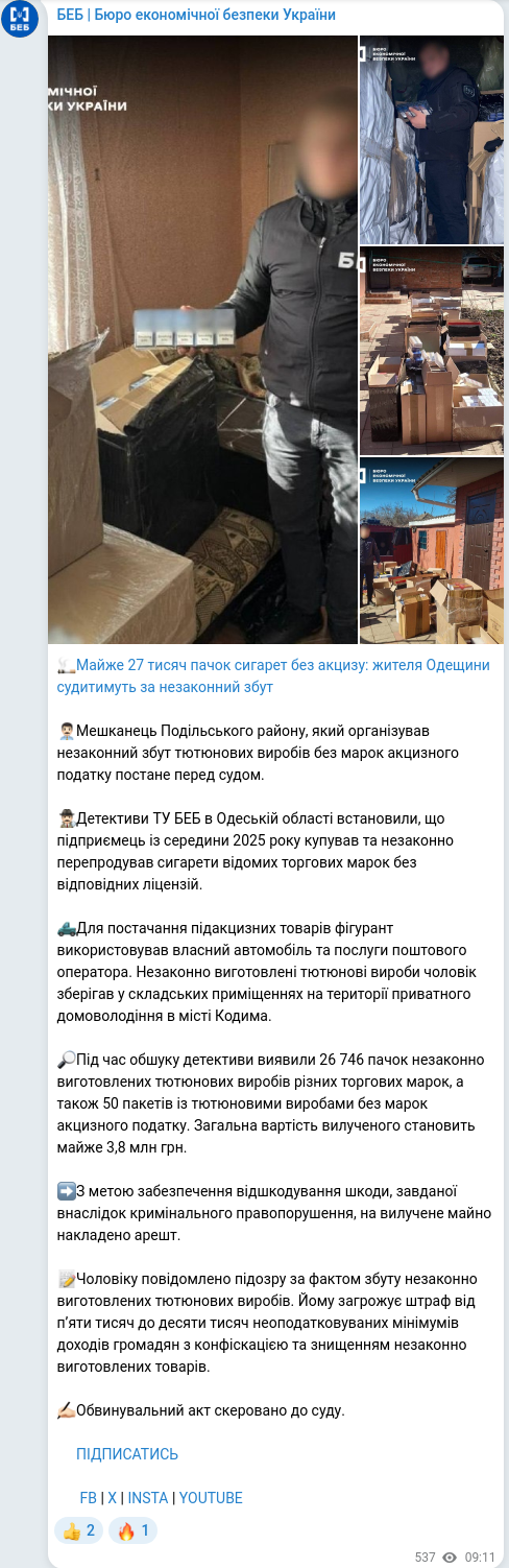 Telegram publication screenshot