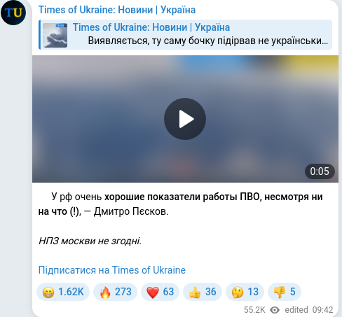 Telegram publication screenshot