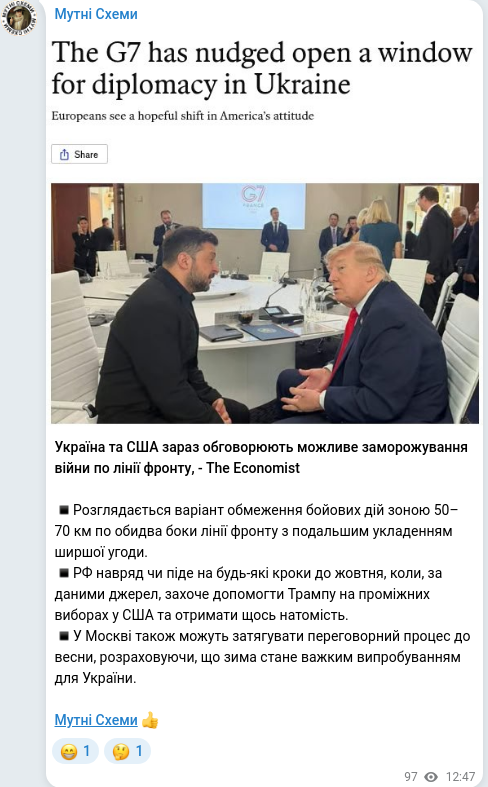 Telegram publication screenshot