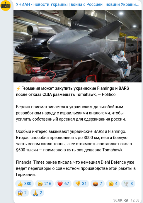 Скріншот Telegram-публікації