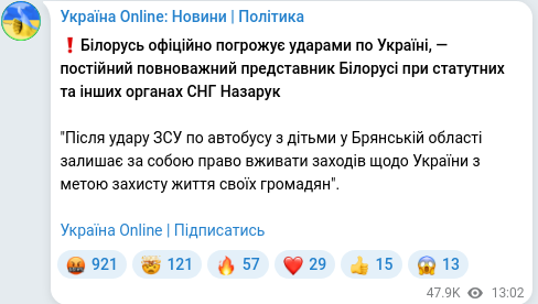 Telegram publication screenshot