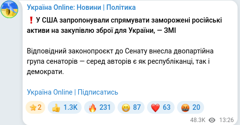 Скріншот Telegram-публікації