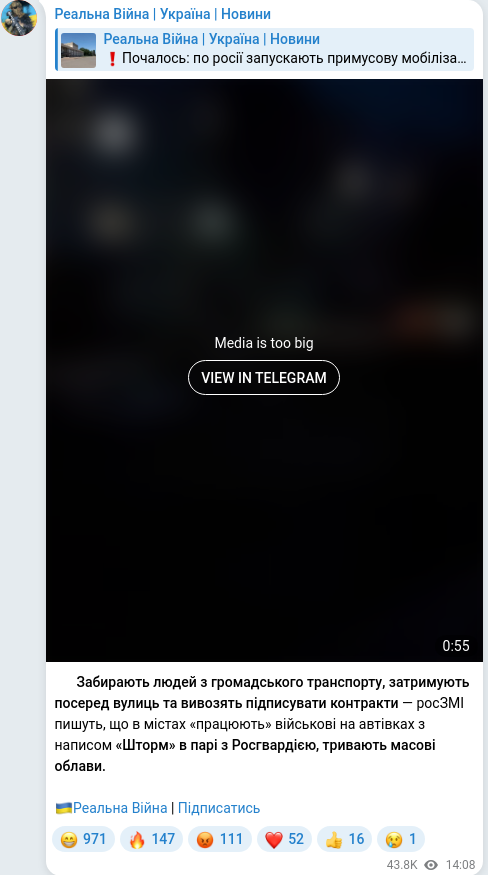 Telegram publication screenshot