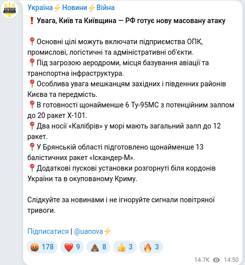 Telegram publication screenshot