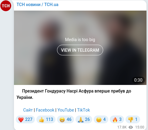 Telegram publication screenshot