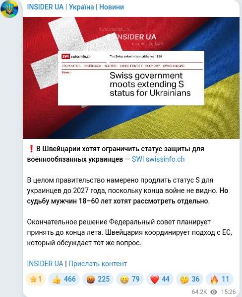 Telegram publication screenshot