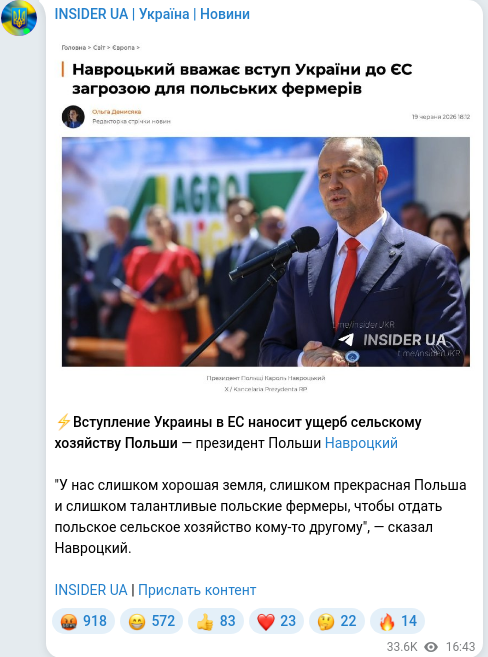 Telegram publication screenshot