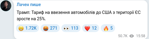 Скріншот Telegram-публікації