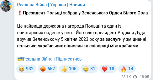 Telegram publication screenshot