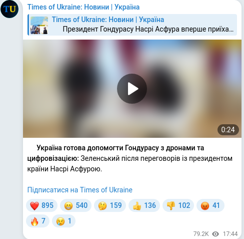 Telegram publication screenshot