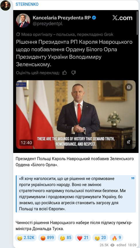 Telegram publication screenshot