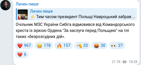 Telegram publication screenshot