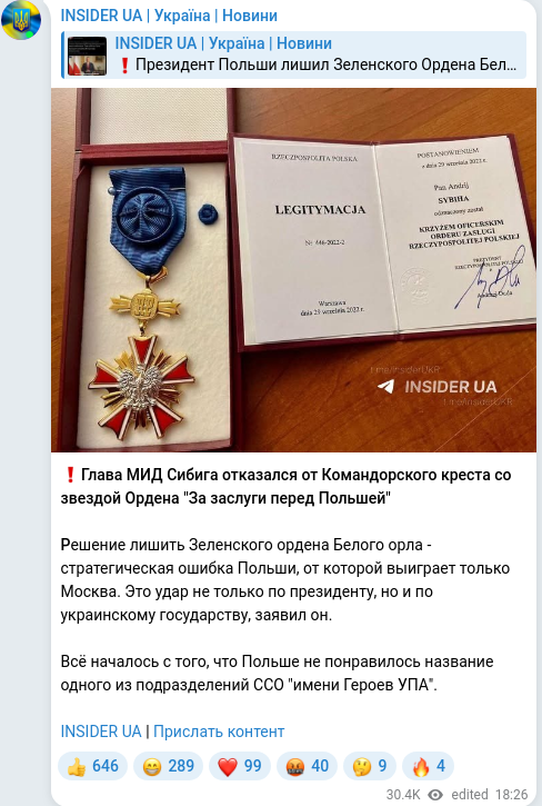 Telegram publication screenshot