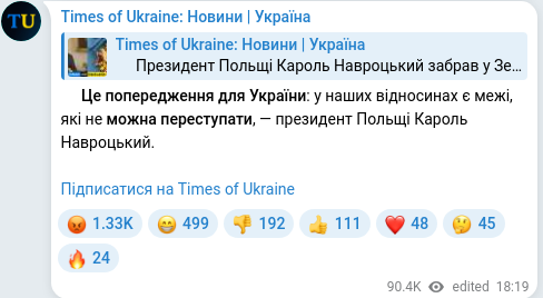 Telegram publication screenshot